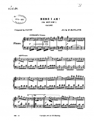 Faust - Da bin ich - For Piano (Maylath) - Score