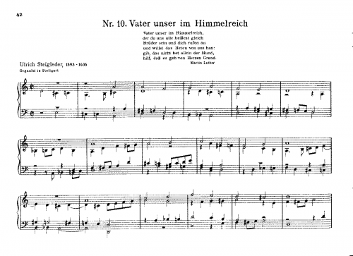 Steigleder - Vater unser in himmelreich - Keyboard Scores - Score