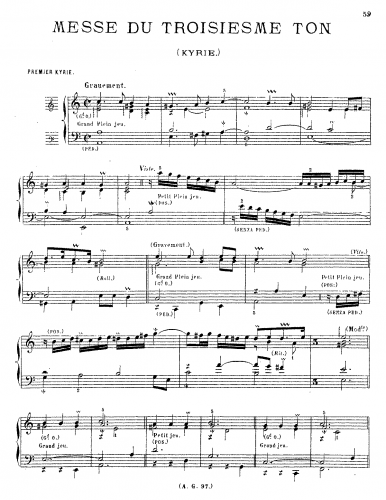 Raison - Livre d'orgue - Organ Scores Messe du Troisiesme Ton - Score