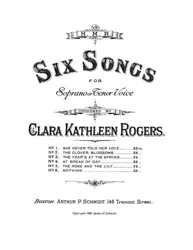 Rogers - 6 Songs for Soprano or Tenor Voice - Score