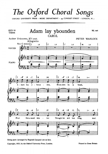 Warlock - Adam lay ybounden - Score