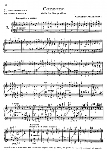 Pellegrini - Canzone detta la Serpentina - Score