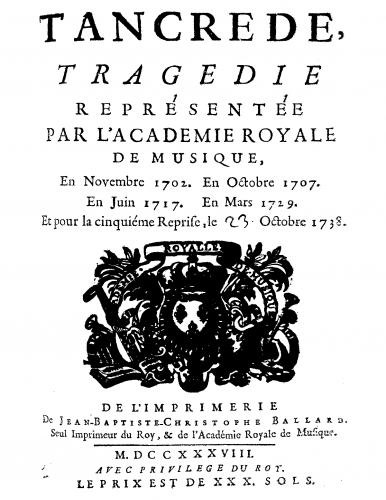 Campra - Tancrède - Libretti - Complete Libretto