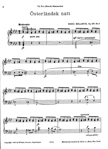 Melartin - Lyrik II - Piano Score - 5. Osterlandsk natt (Itämeinen yö)