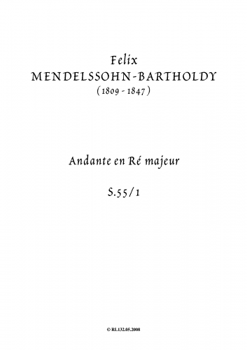 Mendelssohn - Andante - Organ Scores - Score