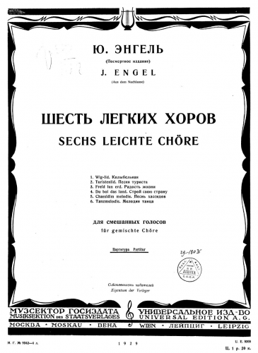 Engel - Sechs leichte Chöre, Op.posth. - Score