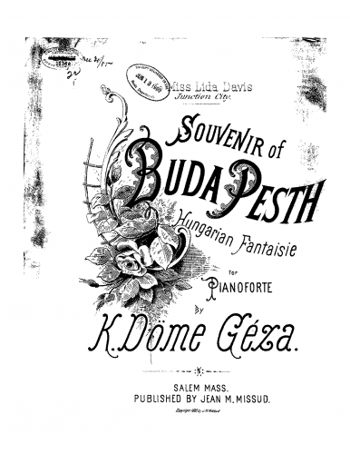 Döme - Souvenir of Buda Pesth - Piano Score - Score