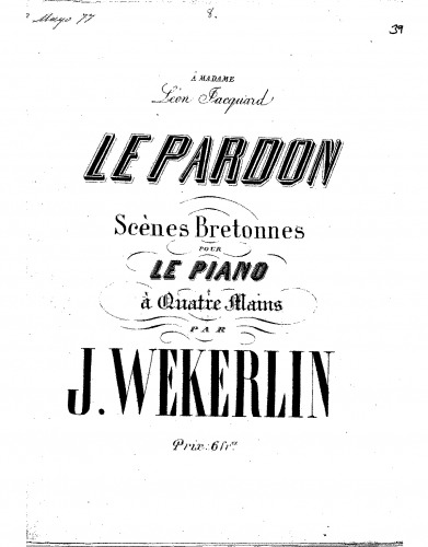Weckerlin - Le pardon - Score