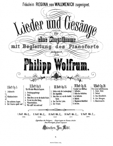 Wolfrum - Lieder und Gesänge - Score