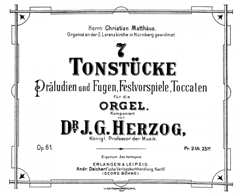 Herzog - 7 Tonstücke - Score
