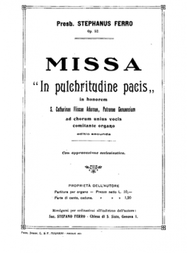 Ferro - Missa in pulchritudine pacis - Score