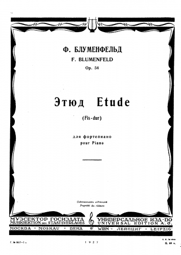 Blumenfeld - Etude - Score