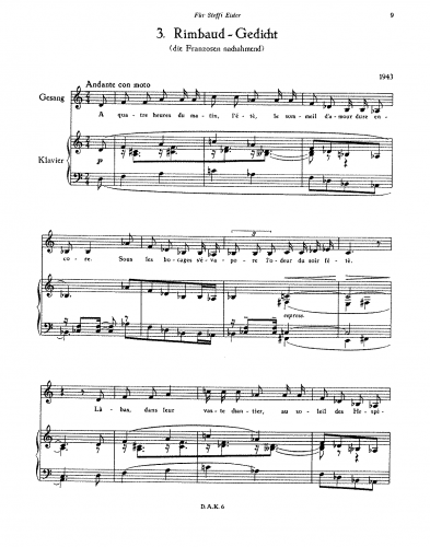 Eisler - Rimbaud-Gedicht - Score