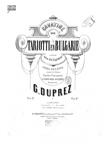 Duprez - Tariotti [en Bulgarie] - Vocal Score Cavatina for soprano: 'Qui tranquilla' - Score