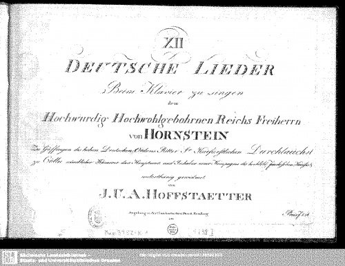 Hoffstetter - 12 Deutsche Lieder - Score