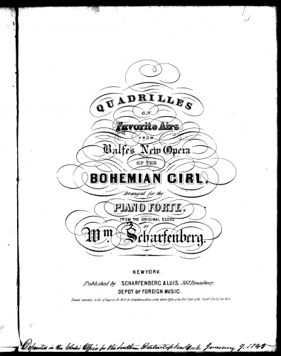 Scharfenberg - Quadrilles on Favorite Airs of Balfe's The Bohemian Girl - Score