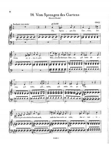 Eisler - Vom Sprengen des Gartens - Score