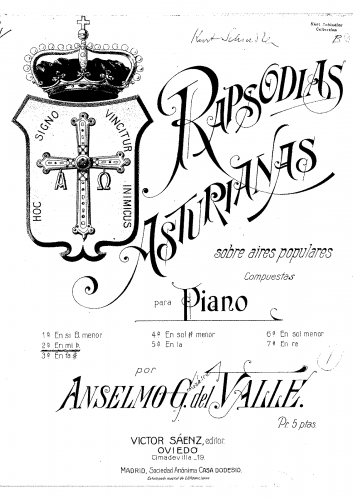 González del Valle - Rapsodia asturiana No. 2, Op. 27 - Score