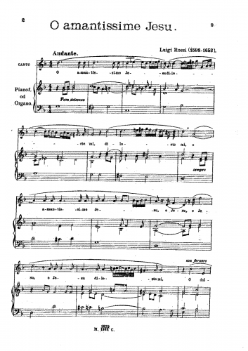 Rossi - O amantissime Jesu - Vocal Score - Score
