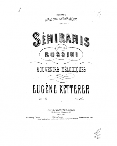 Ketterer - Souvenirs mélodiques sur 'Sémiramis' - Score