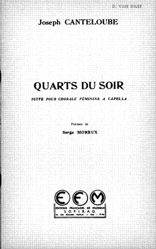 Canteloube - Quarts du soir - Score