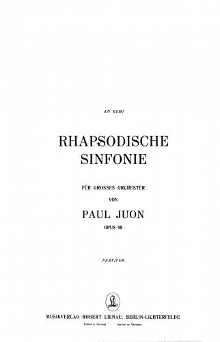 Juon - Rhapsodische Sinfonie - Score