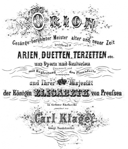 Klage - Orion - incomplete score (Nos.2, 4, 9-15)