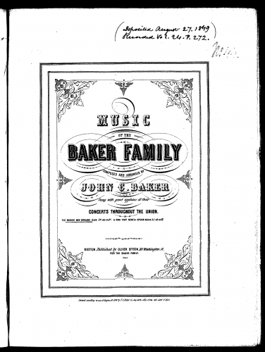 Baker - The Baker's New England Glee - Score