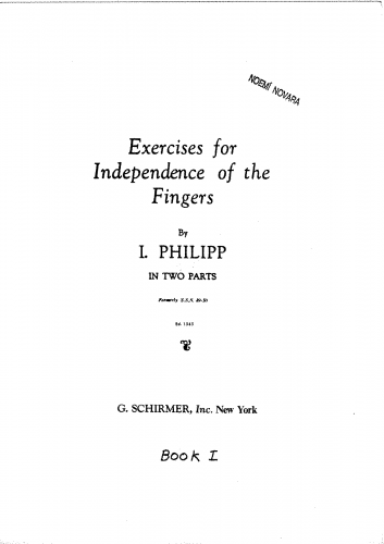 Philipp - Exercises for Independence of the Fingers - Book I