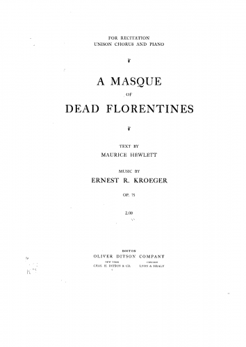 Kroeger - A Masque of Dead Florentines - Score