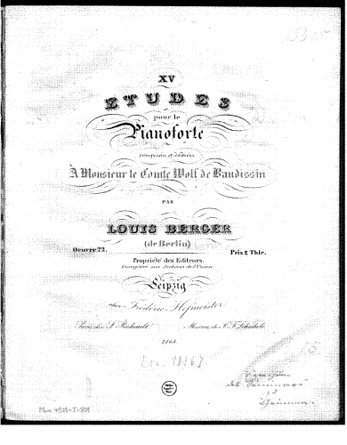 Berger - 15 Etudes, Op. 22 - Score