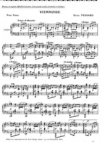 Pessard - Viennoise - Score
