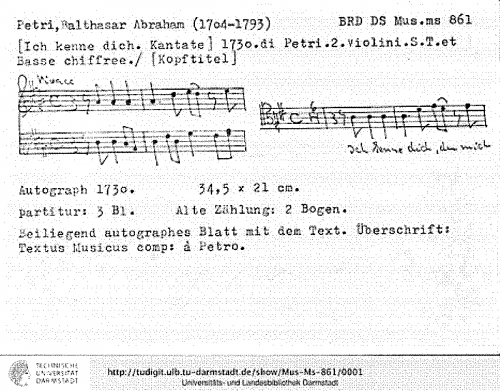 Petri - Ich kenne dich - Score