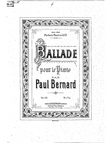 Bernard - Ballade - Piano Score - Score