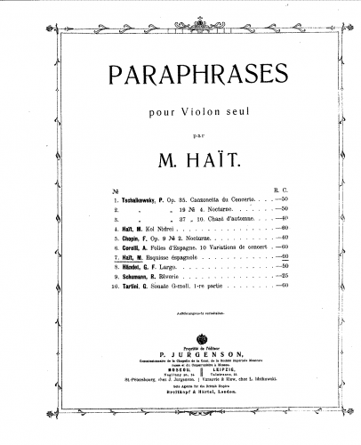 Haït - Esquisse éspagnole - Score