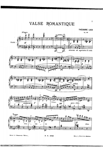 Lack - Valse romantique, Op. 113 - Score