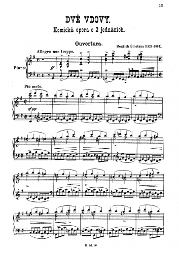 Smetana - The Two Widows - Overture For Piano solo (Zubatý) - Score