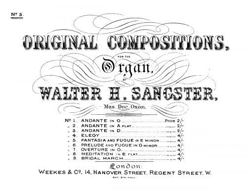 Sangster - Andante in D - Score