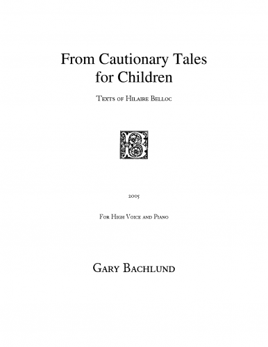 Bachlund - From Cautionary Tales for Children - Score