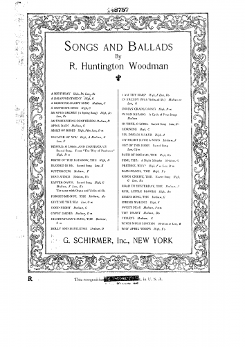 Woodman - A Birthday - Score