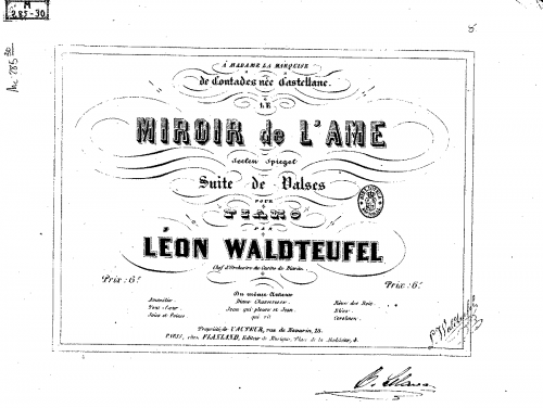 Waldteufel - Le miroir de l'âme - Piano Score - Score