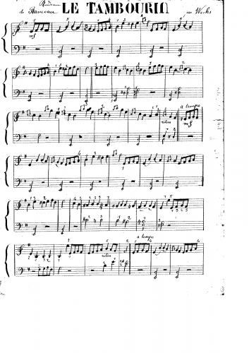 Rameau - Pièces de clavecin - Tambourin (No. 8) For Piano solo (Wachs) - Score