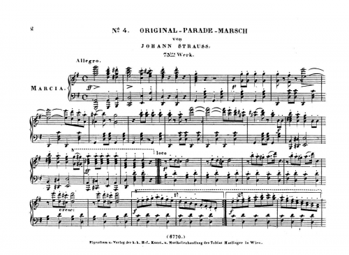 Strauss Sr. - Original-Parade-Marsch - For Piano solo - Score