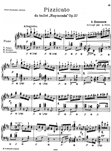 Glazunov - Raymonda, Op. 57 - Pizzicato For Piano solo (Siloti) - Pizzicato, transcription for piano