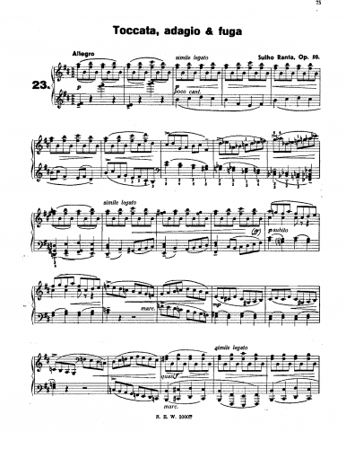 Ranta - Toccata, adagio & fuga - Score