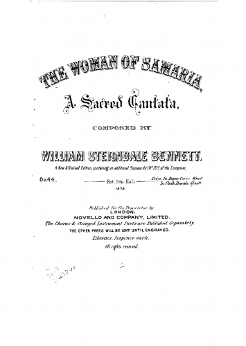 Bennett - The Woman of Samaria - Vocal Score - Score