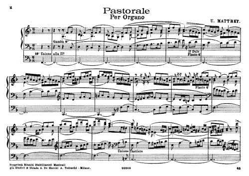 Matthey - Pastorale - Organ Scores - Score