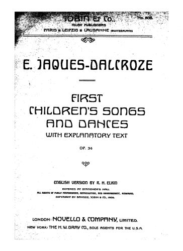 Jaques-Dalcroze - Rondes et enfantines - Score