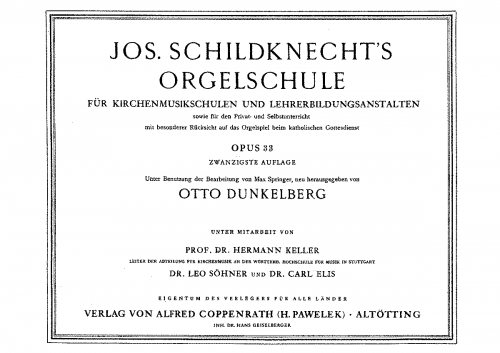 Schildknecht - Orgelschule - Score
