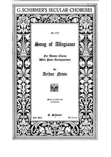 Nevin - Song of Allegiance - Unison Chorus and Piano Score
